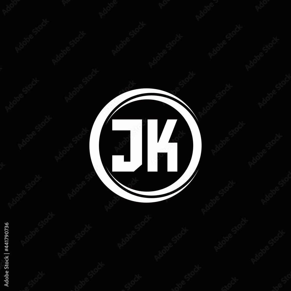 JK logo initial letter monogram with circle slice rounded design template