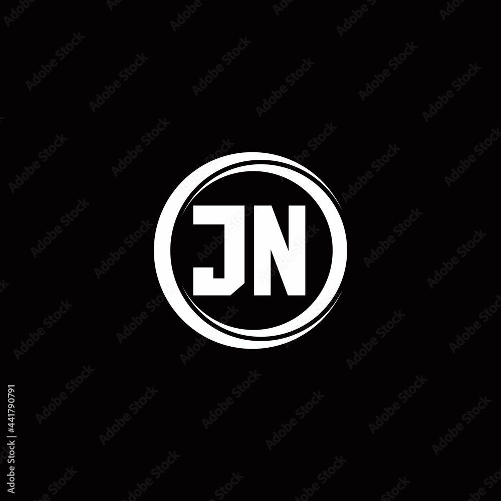 JN logo initial letter monogram with circle slice rounded design template JN logo initial letter monogram with circle slice rounded design template