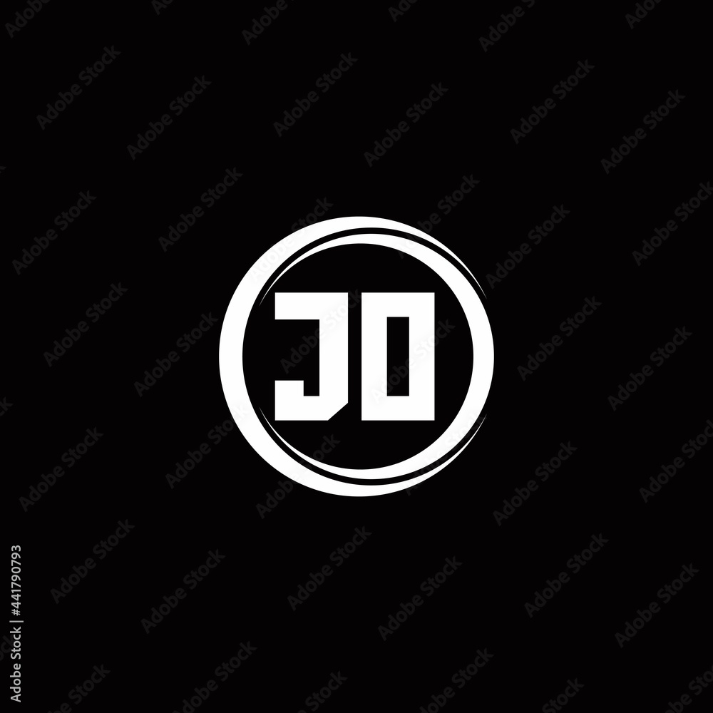 JO logo initial letter monogram with circle slice rounded design template