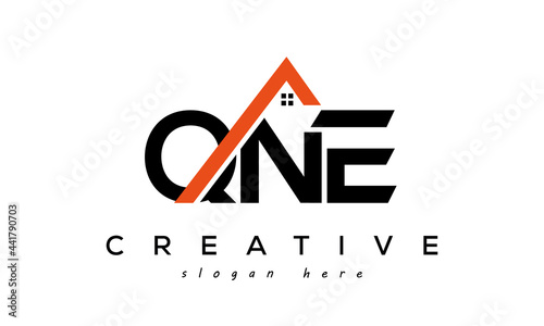 initial QNE letters real estate construction logo vector	 photo