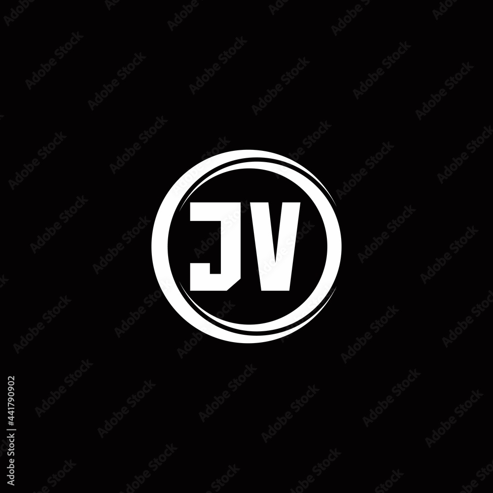 JV logo initial letter monogram with circle slice rounded design template JV logo initial letter monogram with circle slice rounded design template