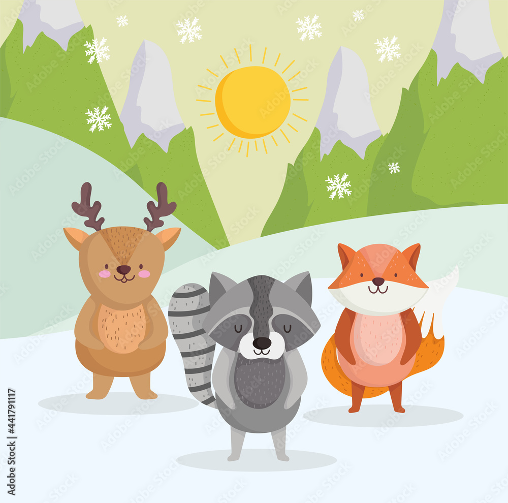 Naklejka premium little animals winter