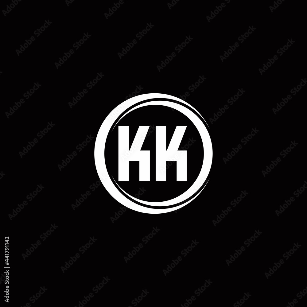 KK logo initial letter monogram with circle slice rounded design template KK logo initial letter monogram with circle slice rounded design template