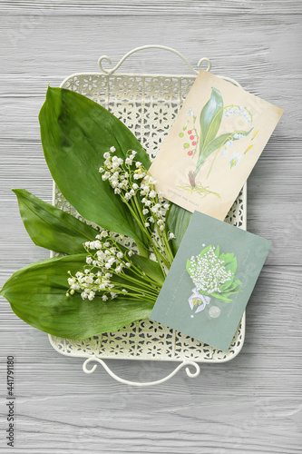 Tray with beautiful lily-of...