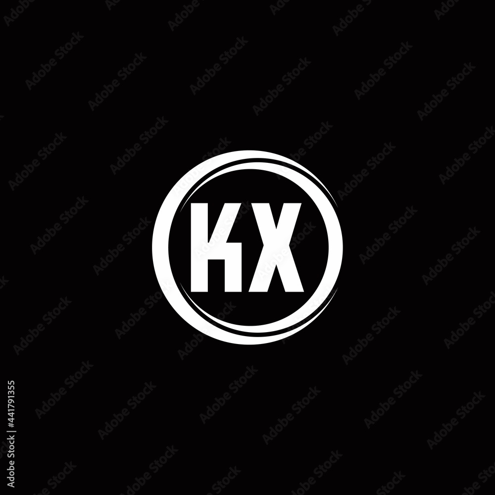 KX logo initial letter monogram with circle slice rounded design template