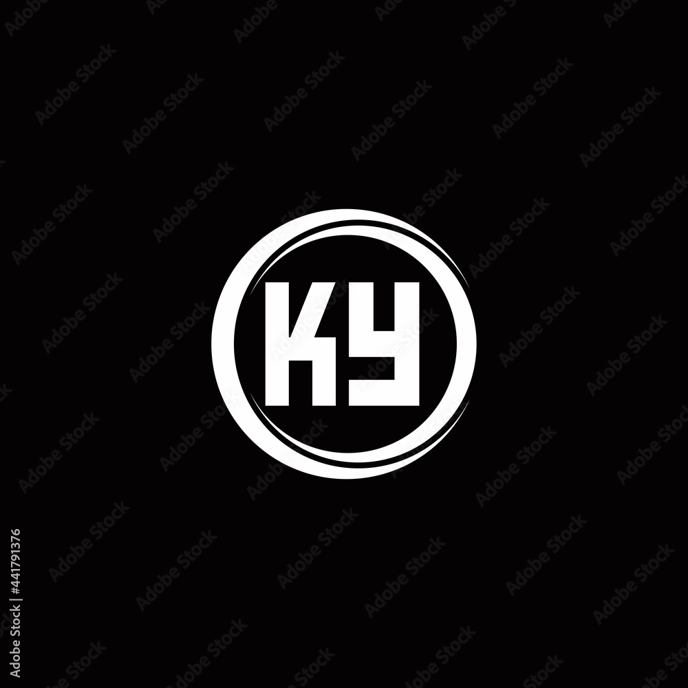 KY logo initial letter monogram with circle slice rounded design template