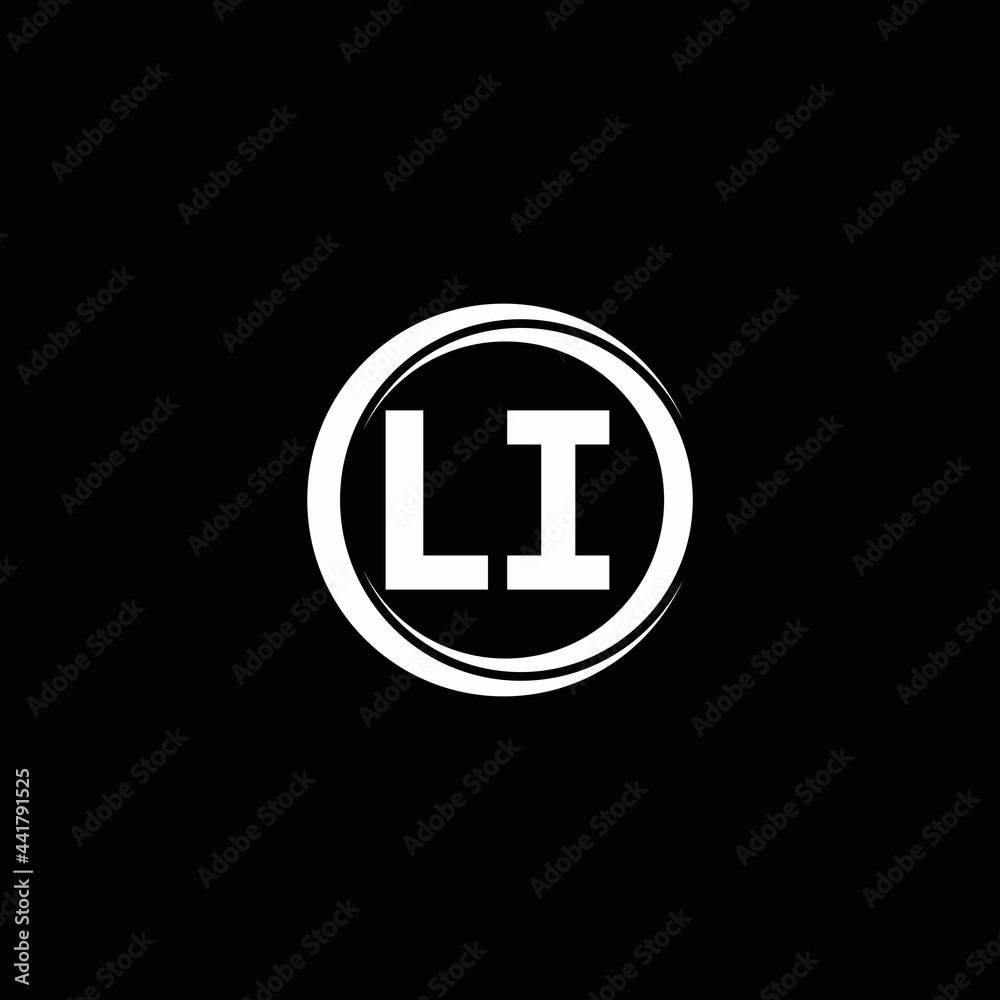 LI logo initial letter monogram with circle slice rounded design template LI logo initial letter monogram with circle slice rounded design template