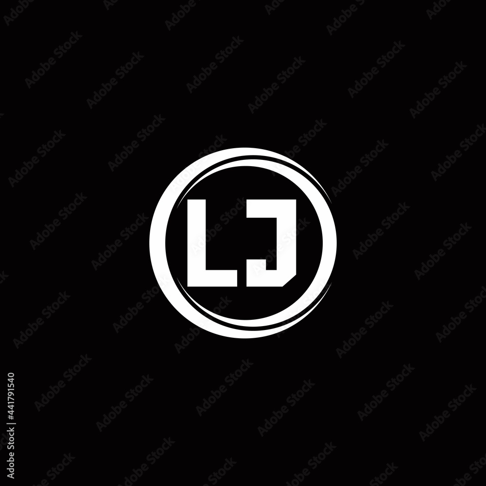 LJ logo initial letter monogram with circle slice rounded design template LJ logo initial letter monogram with circle slice rounded design template