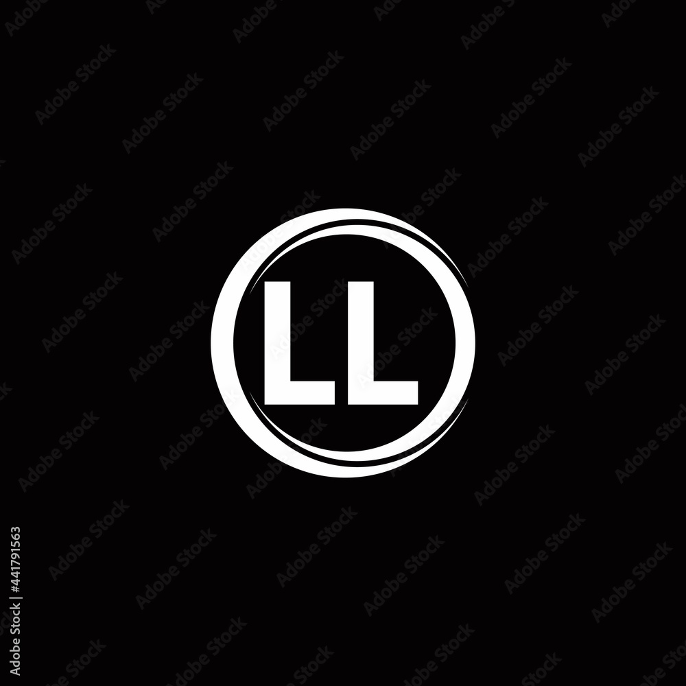 LL logo initial letter monogram with circle slice rounded design template LL logo initial letter monogram with circle slice rounded design template