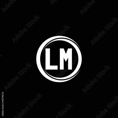 LM logo initial letter monogram with circle slice rounded design template