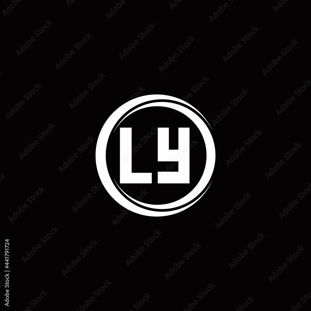 LY logo initial letter monogram with circle slice rounded design template LY logo initial letter monogram with circle slice rounded design template