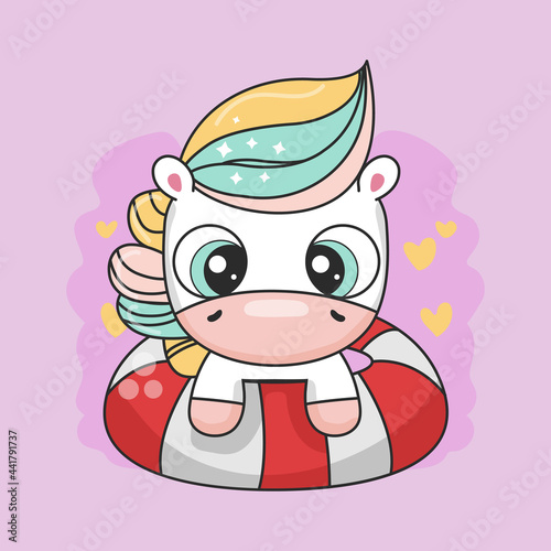 Unicorn illustration in life preserver