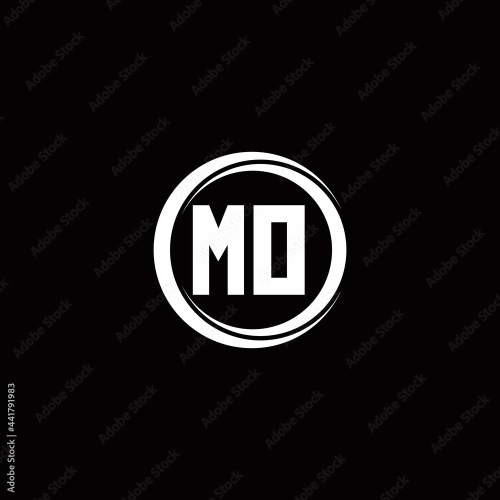 MO logo initial letter monogram with circle slice rounded design template