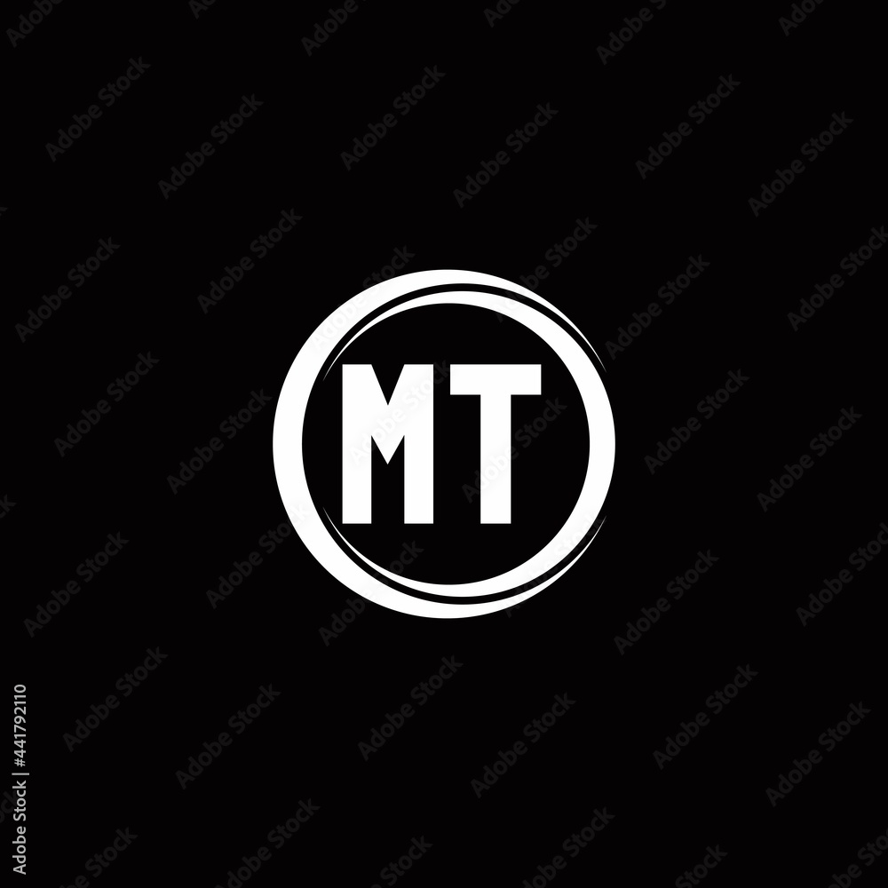 MT logo initial letter monogram with circle slice rounded design template MT logo initial letter monogram with circle slice rounded design template