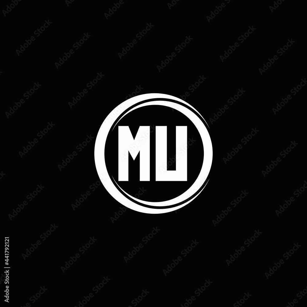 MU logo initial letter monogram with circle slice rounded design template MU logo initial letter monogram with circle slice rounded design template