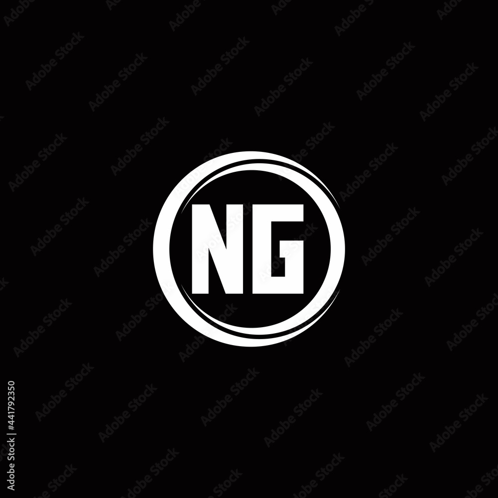 NG logo initial letter monogram with circle slice rounded design template