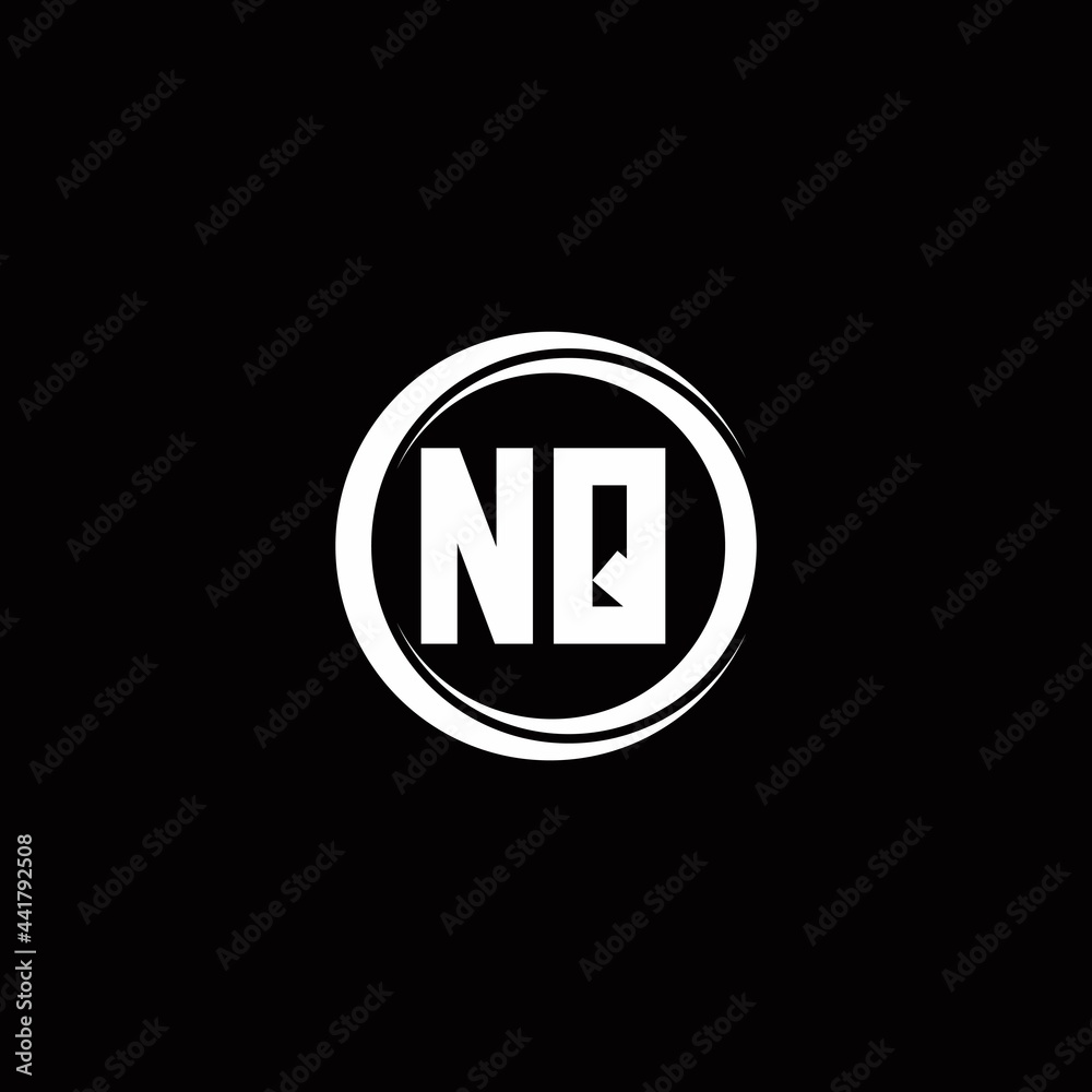 NQ logo initial letter monogram with circle slice rounded design template