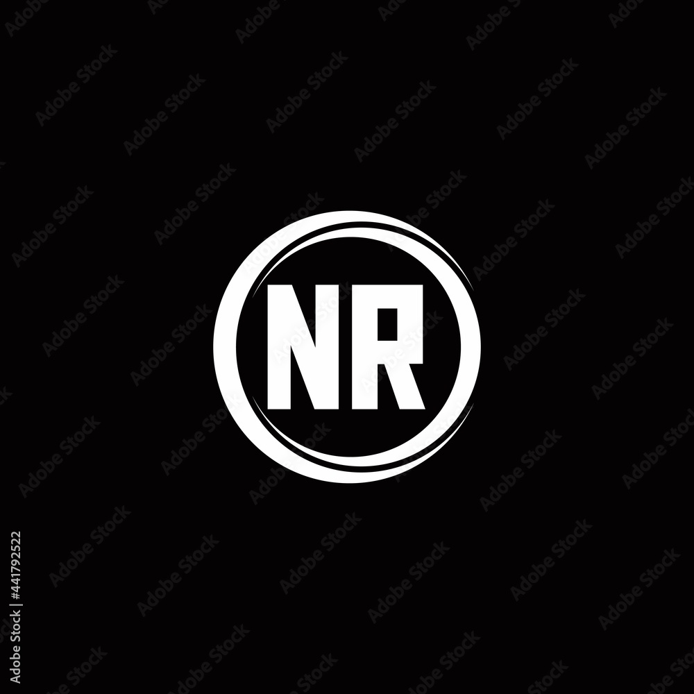 NR logo initial letter monogram with circle slice rounded design template