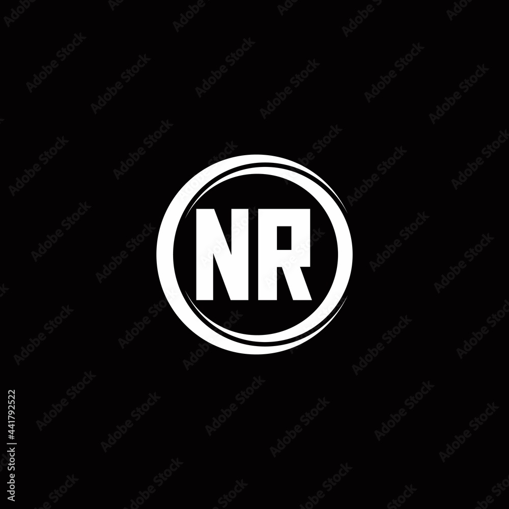 NR logo initial letter monogram with circle slice rounded design template NR logo initial letter monogram with circle slice rounded design template