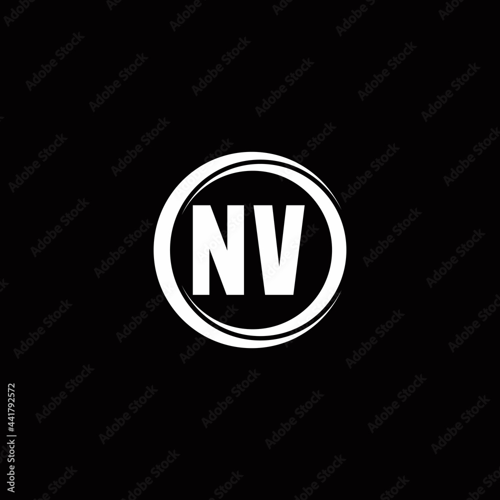 NV logo initial letter monogram with circle slice rounded design template