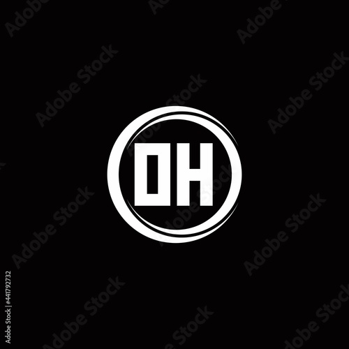 OH logo initial letter monogram with circle slice rounded design template
