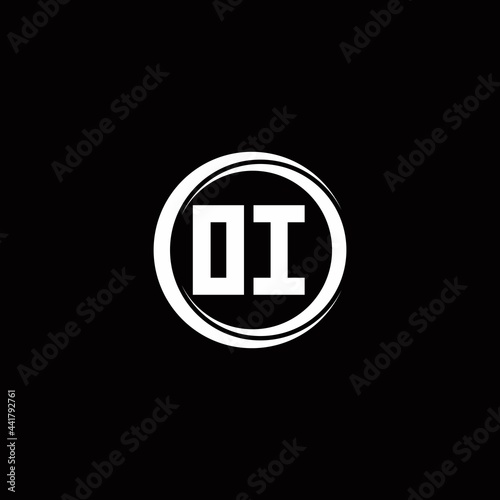 OI logo initial letter monogram with circle slice rounded design template