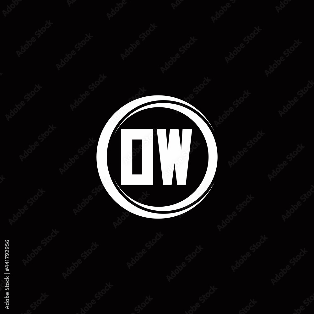 OW logo initial letter monogram with circle slice rounded design template