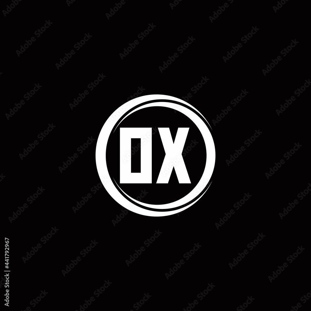 OX logo initial letter monogram with circle slice rounded design template OX logo initial letter monogram with circle slice rounded design template