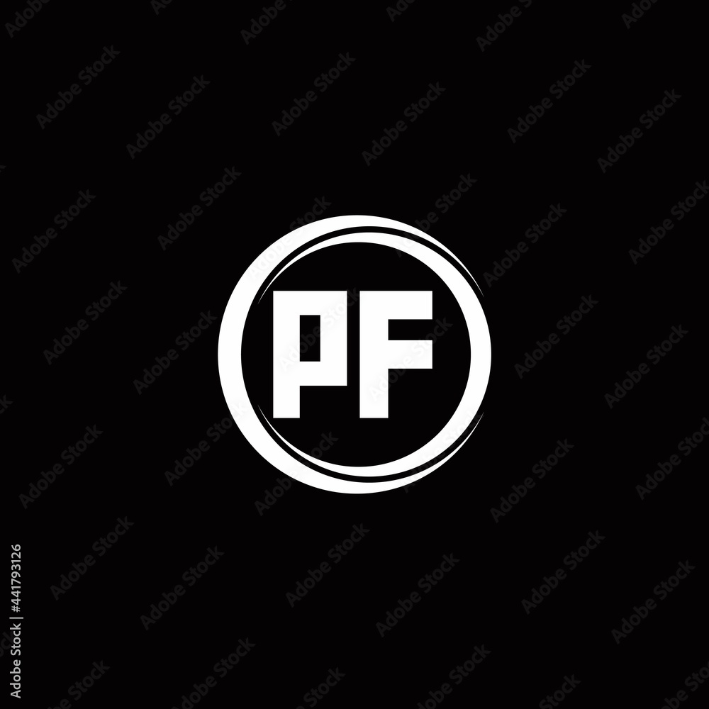 Fototapeta premium PF logo initial letter monogram with circle slice rounded design template