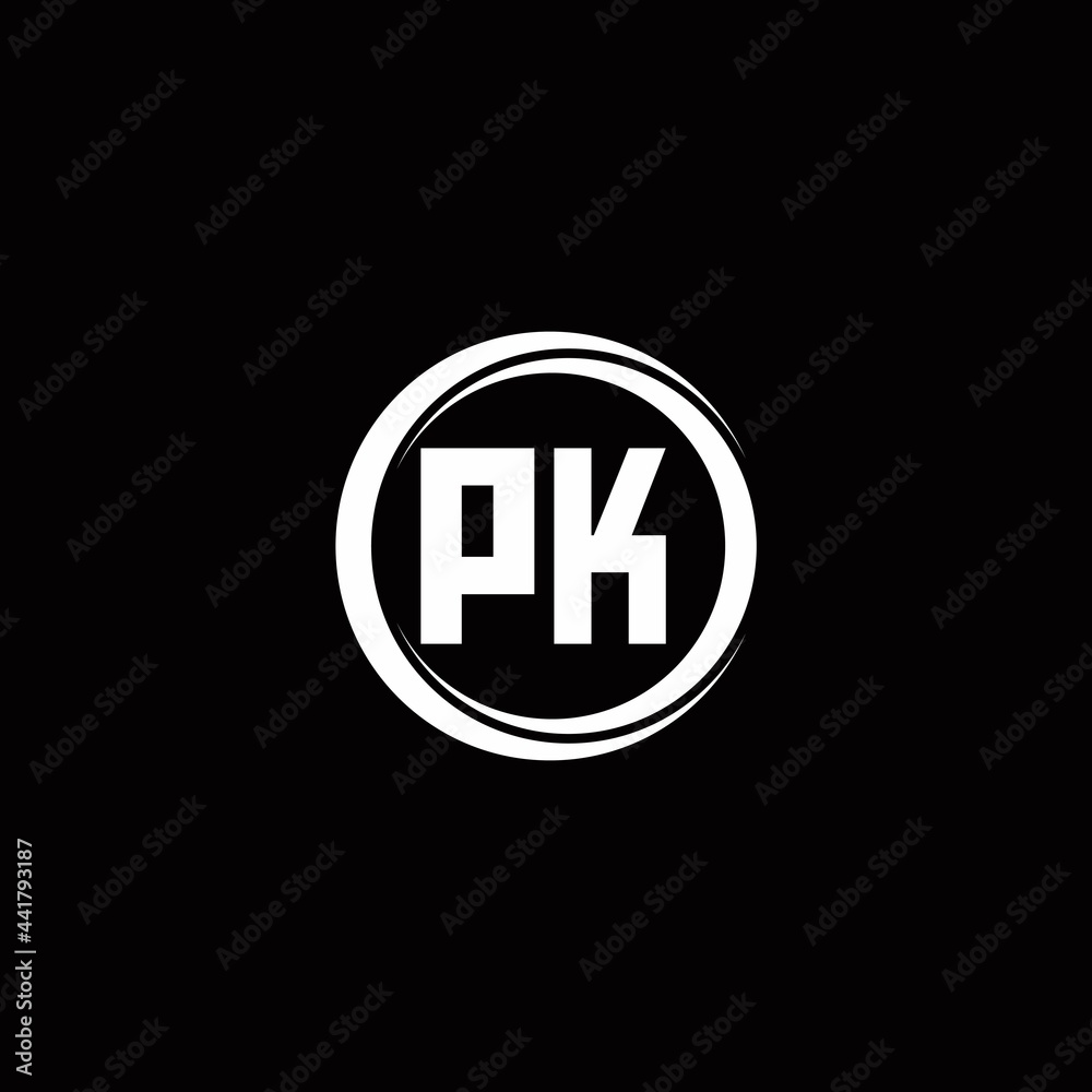 PK logo initial letter monogram with circle slice rounded design template