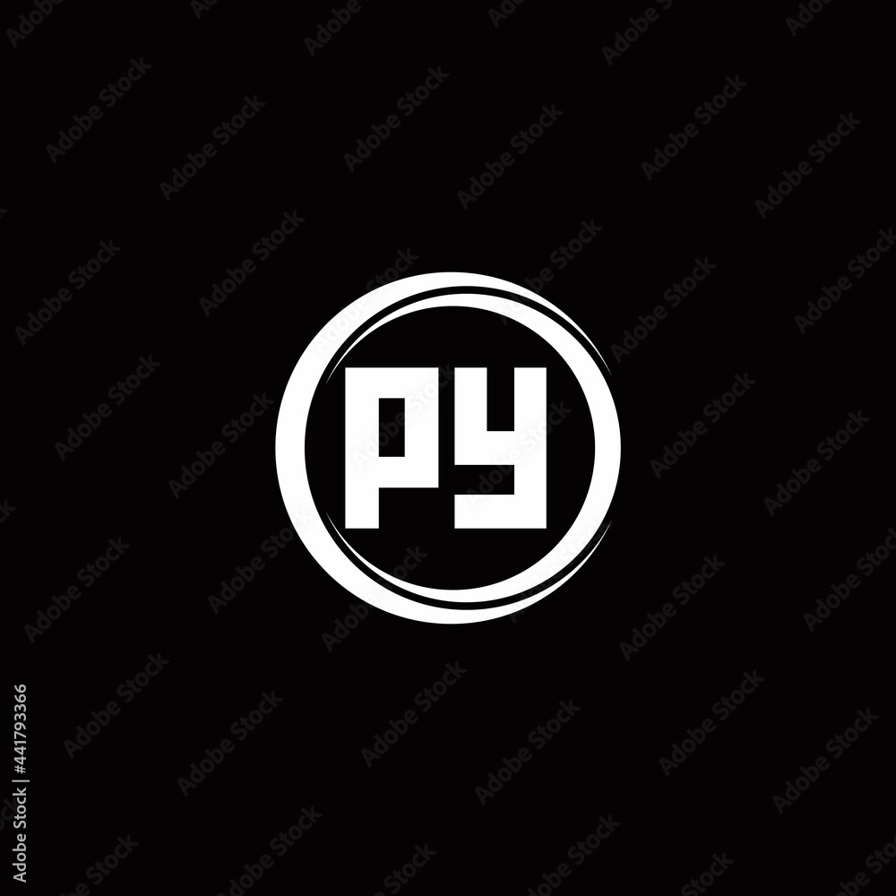 PY logo initial letter monogram with circle slice rounded design template PY logo initial letter monogram with circle slice rounded design template
