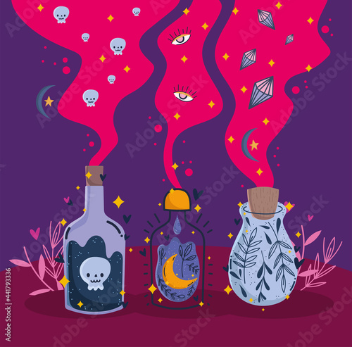 bottles of elixir poison