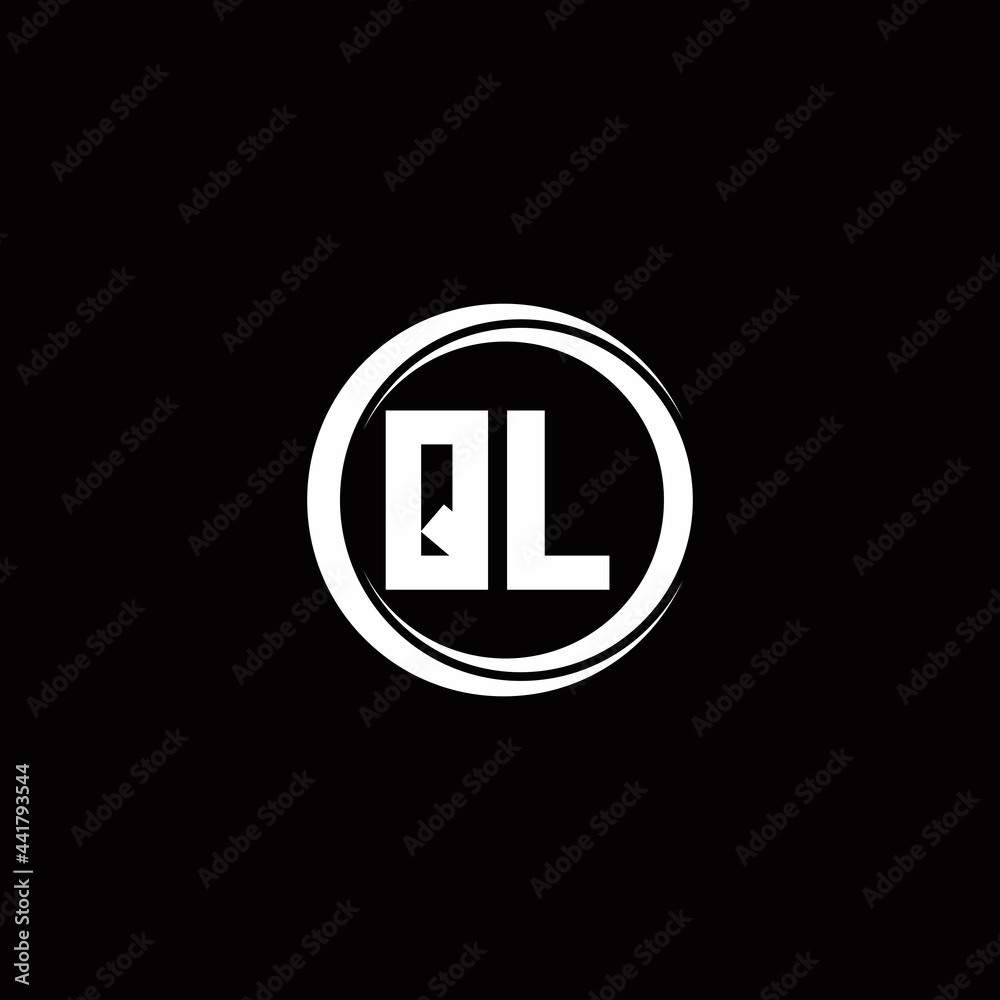 QL logo initial letter monogram with circle slice rounded design template QL logo initial letter monogram with circle slice rounded design template