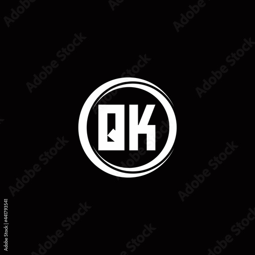 QK logo initial letter monogram with circle slice rounded design template