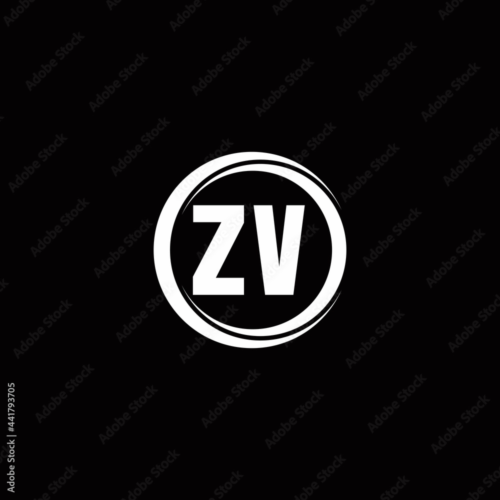 ZV logo initial letter monogram with circle slice rounded design template ZV logo initial letter monogram with circle slice rounded design template