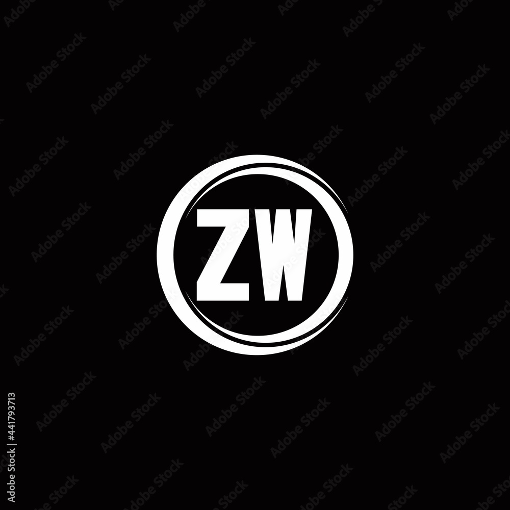 ZW logo initial letter monogram with circle slice rounded design template ZW logo initial letter monogram with circle slice rounded design template
