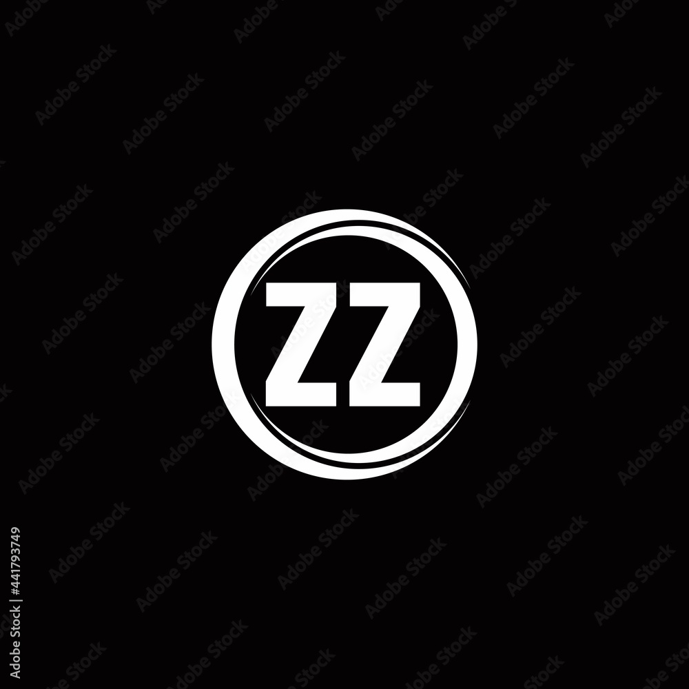 ZZ logo initial letter monogram with circle slice rounded design template