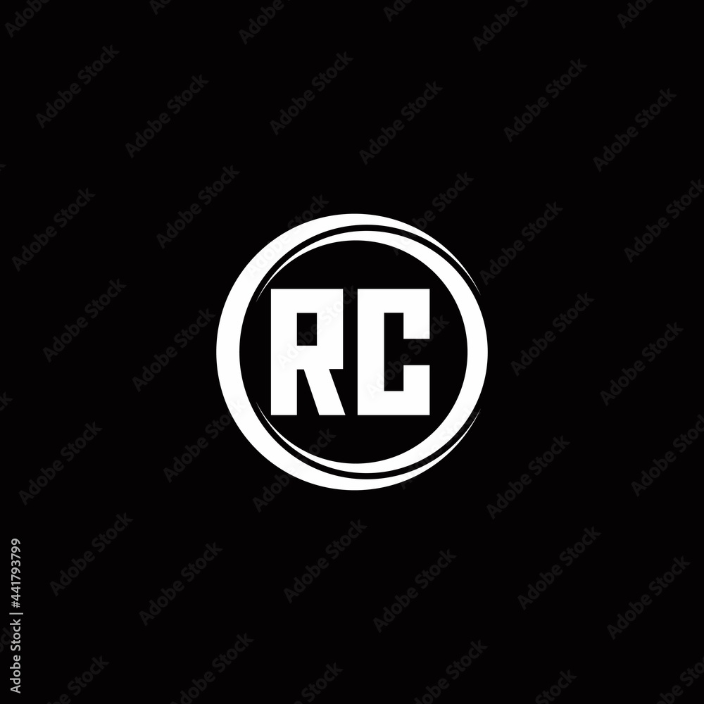 RC logo initial letter monogram with circle slice rounded design template