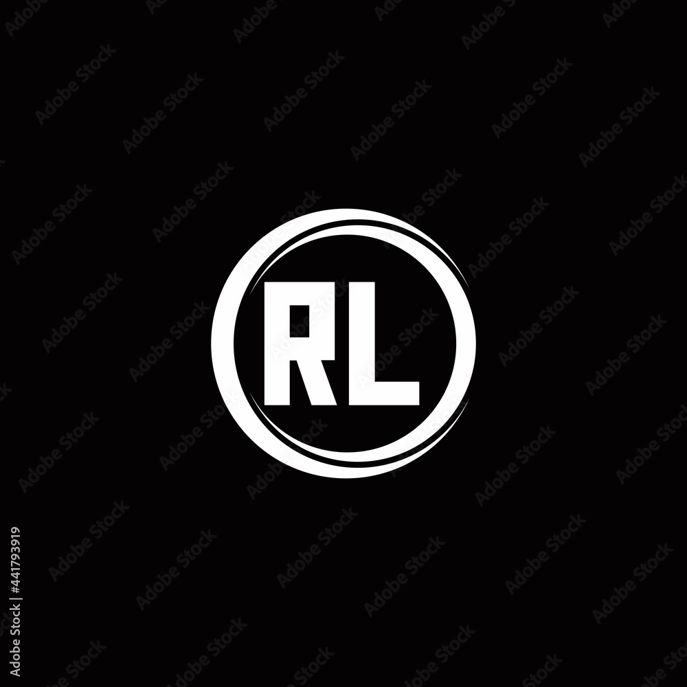 RL logo initial letter monogram with circle slice rounded design template RL logo initial letter monogram with circle slice rounded design template