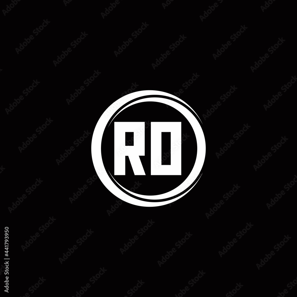 RO logo initial letter monogram with circle slice rounded design template RO logo initial letter monogram with circle slice rounded design template