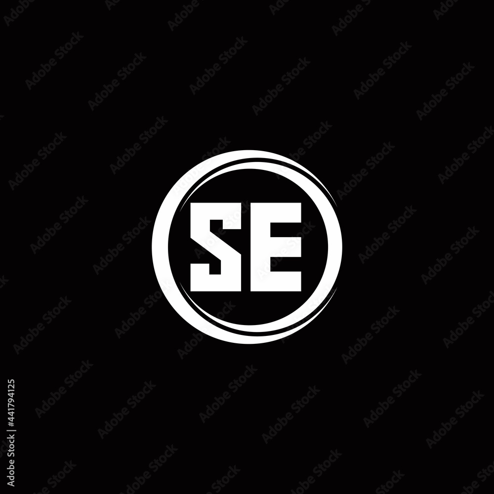 SE logo initial letter monogram with circle slice rounded design template SE logo initial letter monogram with circle slice rounded design template