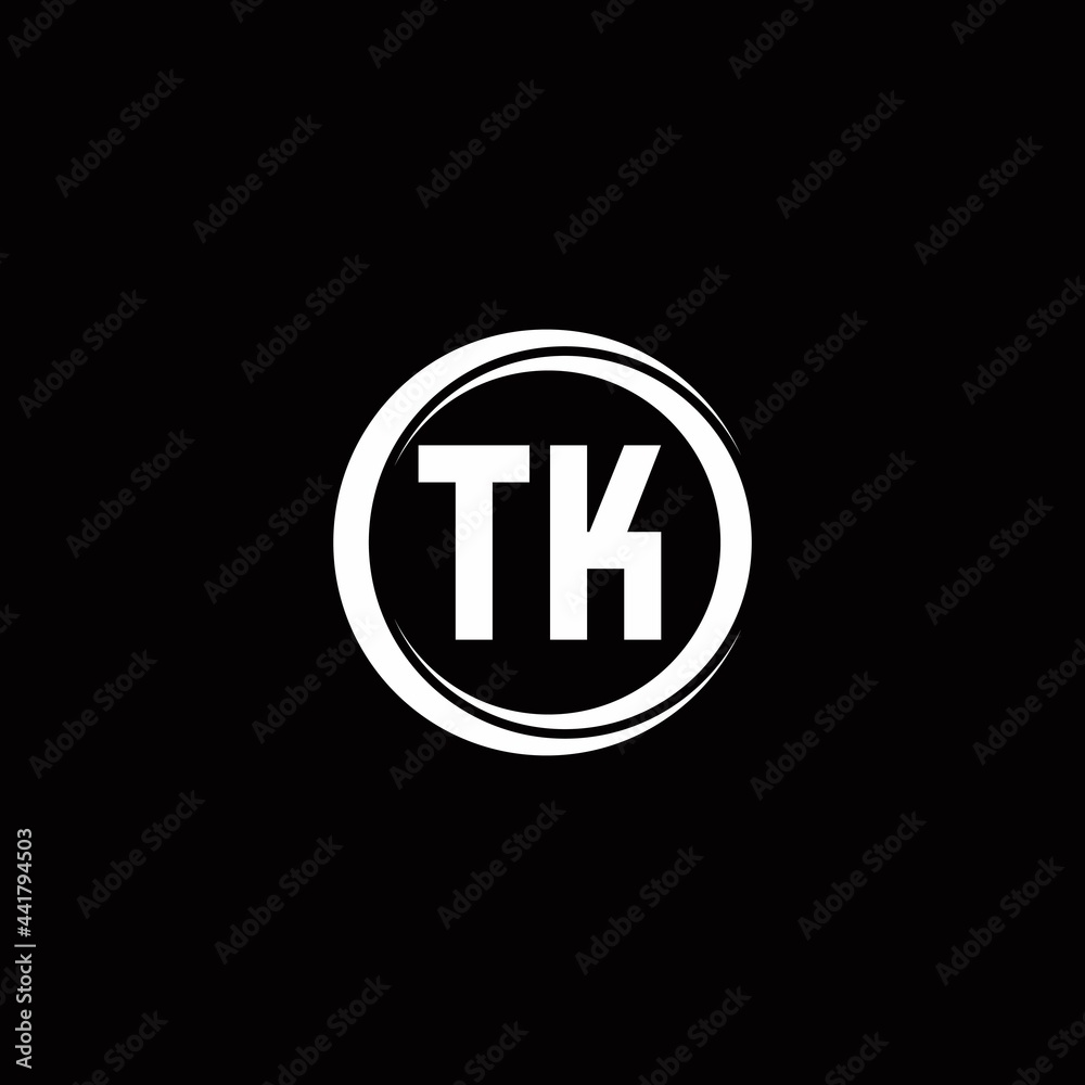 TK logo initial letter monogram with circle slice rounded design template