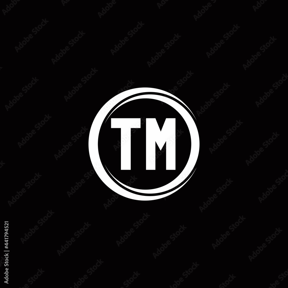 TM logo initial letter monogram with circle slice rounded design template TM logo initial letter monogram with circle slice rounded design template