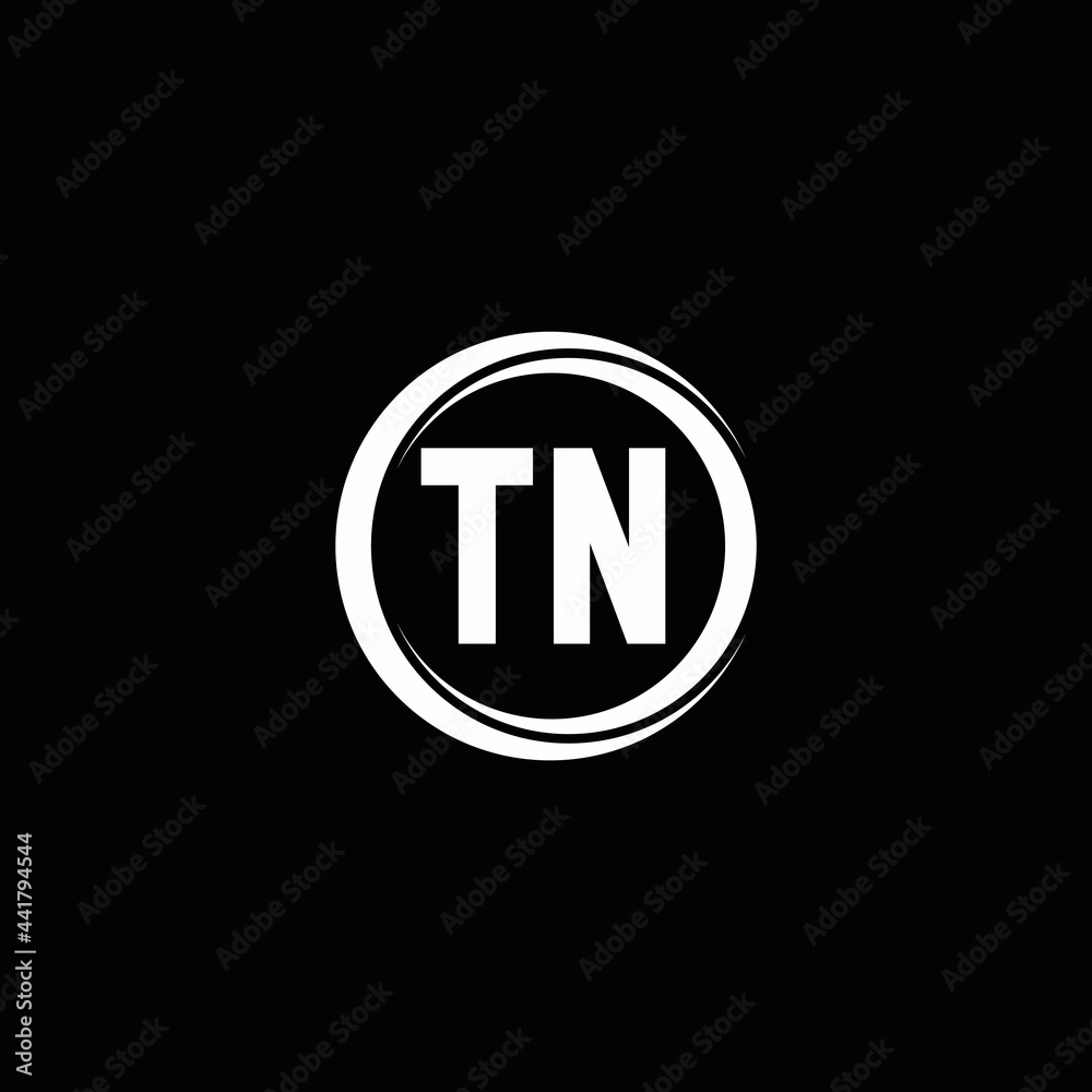 TN logo initial letter monogram with circle slice rounded design template
