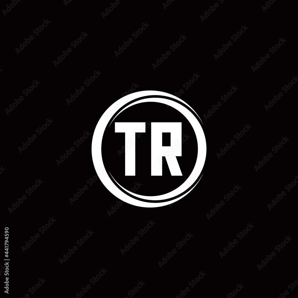 TR logo initial letter monogram with circle slice rounded design template TR logo initial letter monogram with circle slice rounded design template