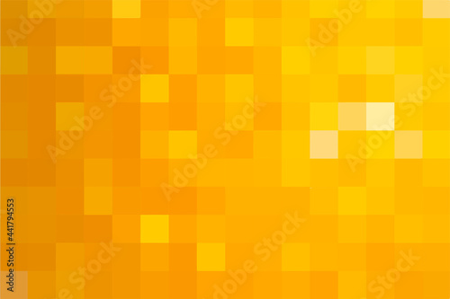 Abstract pixel yellow background. Gold geometric texture from squares. Vector pattern of square yellow pixels