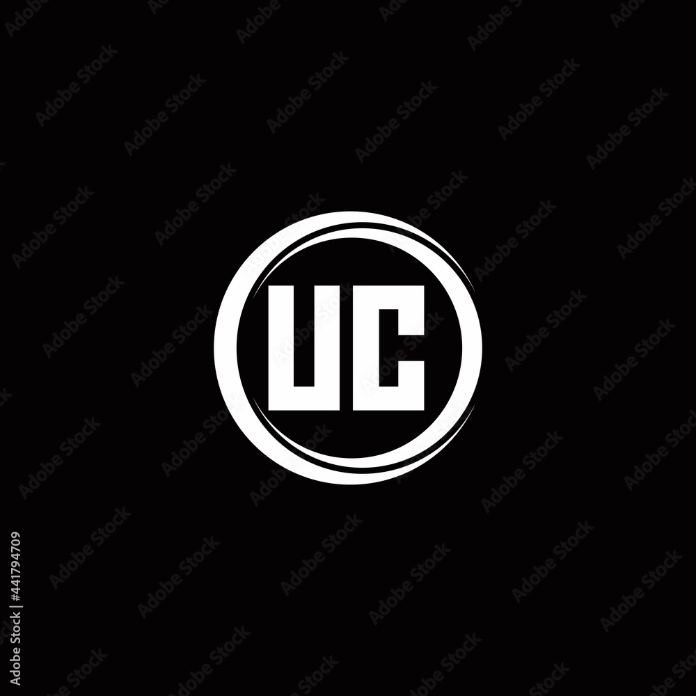 UC logo initial letter monogram with circle slice rounded design template