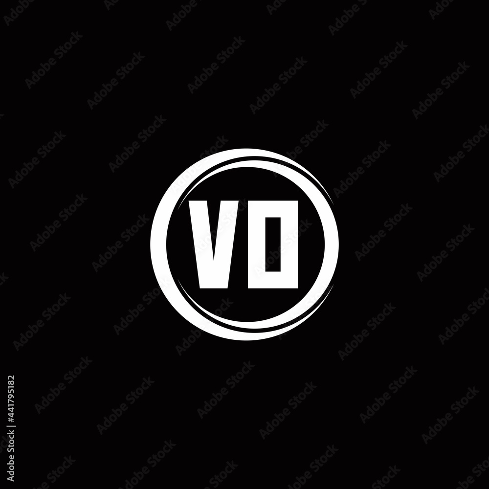 VO logo initial letter monogram with circle slice rounded design template