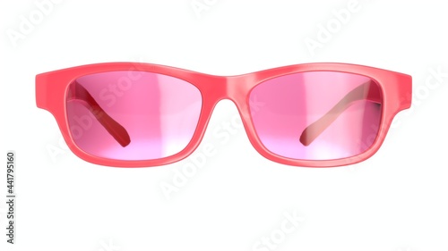 3D Illustration of pink glasses isolated on the white