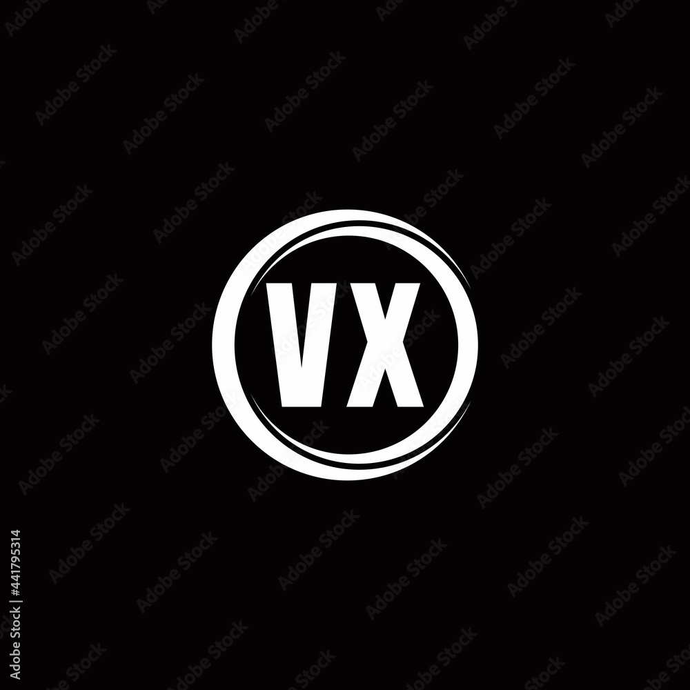 VX logo initial letter monogram with circle slice rounded design template VX logo initial letter monogram with circle slice rounded design template